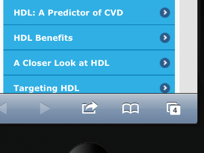 HDLscience.com Responsive Nav arrows blue iphone navigation responsive