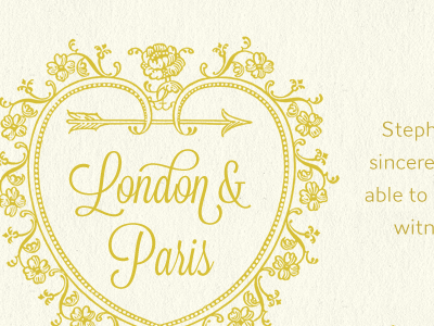 London & Paris (Wedding Website) antique arrow flowers gold illustration lavanderia lost type typography vintage wedding yellow