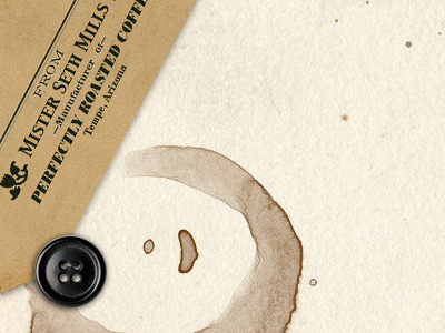 Seth Mills background button coffee stain texture twitter typography