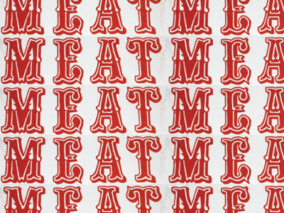 MEAT decorative fancy meat pattern red serif typography white yummy