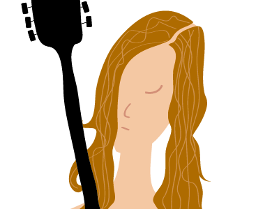 Jenny black brown girl gold guitar illustration movie nude woman