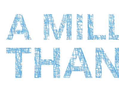 A million thanks blue interaction lines typography white