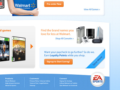 Ea Sports and Walmart concept banner carousel gaming microsite retail