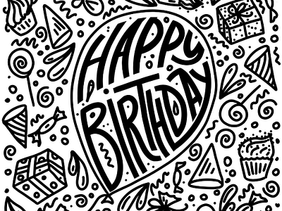 Happy birthday doodle card by Lubov on Dribbble