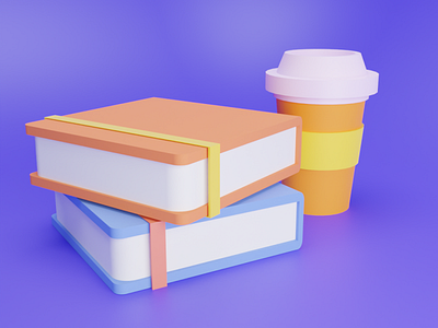 Coffee with study 3d blender c4d design icon illustration