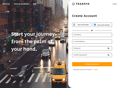 Transpo Sign Up Page branding graphic design ui ui desi