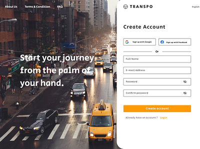 Transpo Sign Up Page branding graphic design ui ui desi