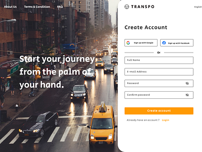 Transpo Sign Up Page