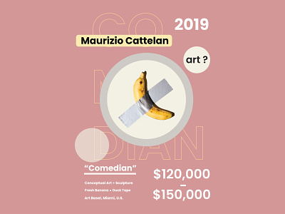 "Comedian" by Maurizio Cattelan comedian infographic design poster design typography