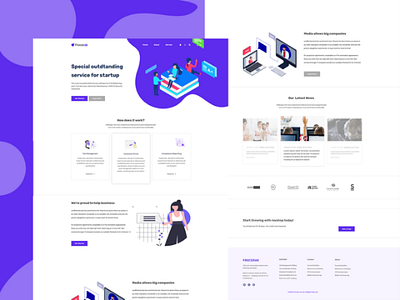 Startup company landing page