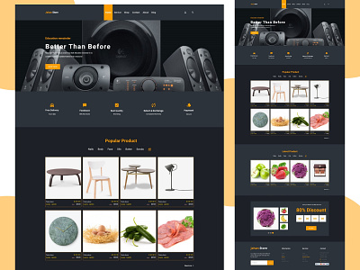 Drak mode e-commerce web template branding branding design e commerce shop ecommerce ecommerce app ecommerce design illustration ui business magazine shop social network template theme ui kit