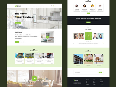 Winner House Repair Website brand design illustration logo prototype ui ui ux webdesign modern portfolio shop social network template theme ui kit