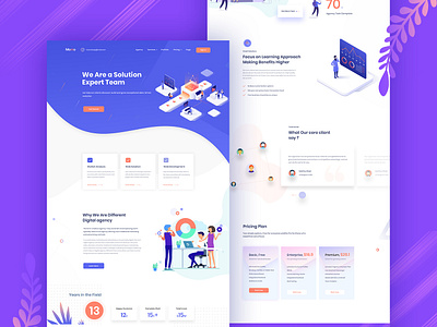 Creative agency landing page agency business clean corporate creative creative agency design digital flat illustration minimal shape template theme trend ui ux vector website
