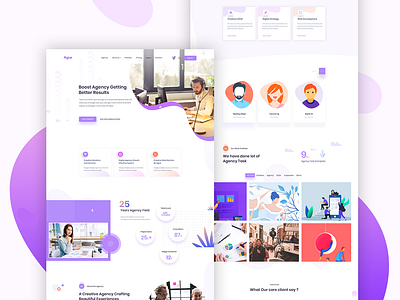 Creative agency landing page agency agency branding clean corporate creative creative agency design digital fresh illustration landing page minimal shape theme trend ui ux vector website