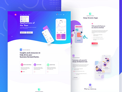 Application landing page by Mahfuz Miah on Dribbble