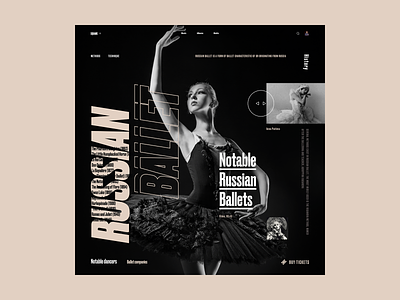 Russian Ballet ballet black white brutal clean culture dance interface old style theater typografy ui web