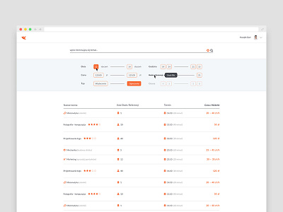 Sneak peek of new project – search results bird corporate kowal logo orange przemek results search website