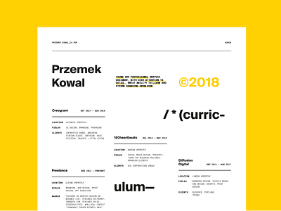 /* (curriculum vitae) */ — looking for full time job 🔎 curriculum vitae cv designer modern modernism swiss unregular layout yellow łódź