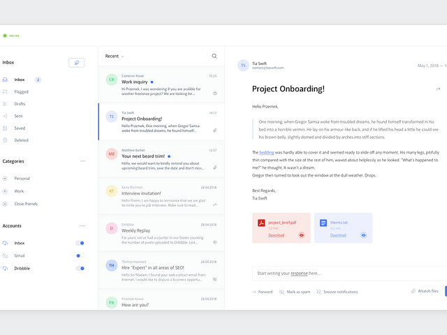 Inbox app 👨🏻‍💻 by Przemek Kowal on Dribbble