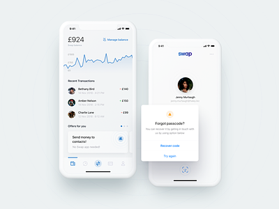 Swap – manage your money 💸 alert app dashboard design fintech graph ios iphone x login minimal mobile modern modernism transactions ui ux