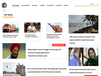News home page design ui web