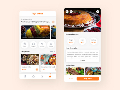 Orkideh Restaurant App app application design food food app restaurant restaurant app sketch ui ui design user interface ux