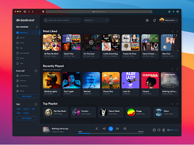 iBroadCast - Stream Daily Music Library design figma music music library music stream ui ui design user interface ux webapp webdesign