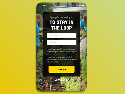 Volunteer Mailing List Sign Up branding colorful dailyui dailyuichallenge design design ui figma minimal signup typography ui ux
