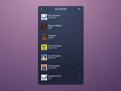 Favorites - DailyUI 044 dailyui favorites music player