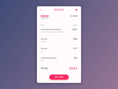 Invoice - DailyUI 046 clean dailyui invoice pink