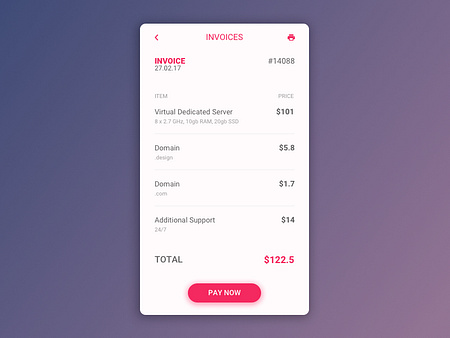 Invoice - DailyUI 046 by Daniel Smertin on Dribbble