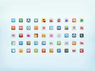 Redraw 50 Chinese Website Favicons favicon 16px chinese icon free freebie social sns