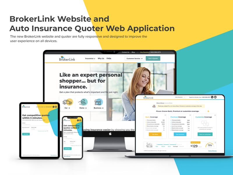 New BrokerLink Insurance Website & Auto Quoter Design animation design icon responsive ui ux website design