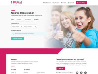 Rosedale_Registration Page Concepts responsive ui ux website design