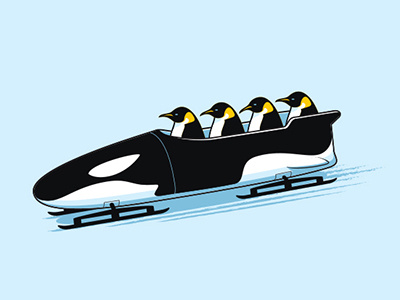 Polar Sports bobsled glenn jones glennz illustration illustrator penguin vector