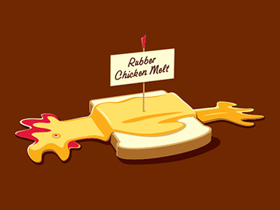 Rubber Chicken Melt glennz glenn jones vector illustrator illustration tshirt rubber chicken melt
