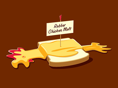 Rubber Chicken Melt glenn jones glennz illustration illustrator melt rubber chicken tshirt vector