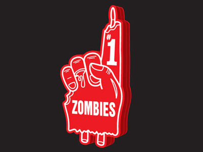 Go Zombies foam hand glenn jones glennz illustrator tee vector zombie