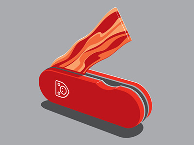 Survival Bacon bacon. swiss army knife glenn jones glennz illustration illustrator tshirt vector