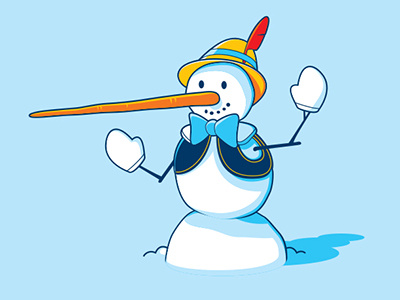 Snow Pinocchio glenn jones glennz illustration illustrator pinocchio snowman tshirt vector