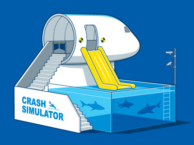 Crash Simulator crash glennz illustrator plane shark simulator tee vector
