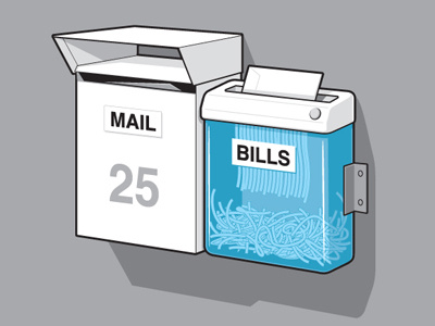 Efficiency bills glennz illustrator mail shredder tee vector