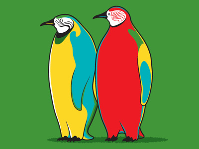 Tropical Species glennz illustration parrot penguin tee tropical vector