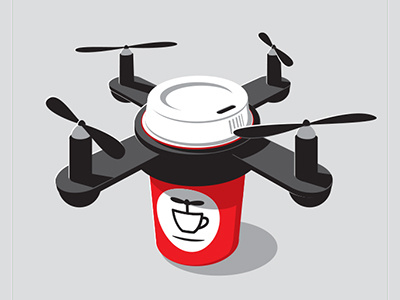 Daily Delivery coffee drone glenn jones glennz illustration illustrator tshirt vector