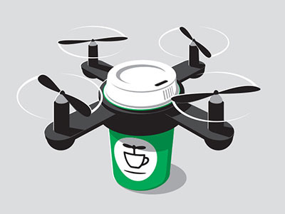 Daily Delivery Tshirt coffee drone glenn jones glennz illustration illustrator tshirt vector