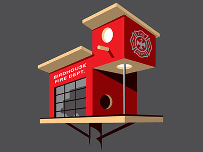 Bird Fire House birdhouse fire glenn jones glennz illustration illustrator tshirt vector