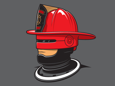 Robofireman fireman geek glennz illustration illustrator robocop tee tshirt vector