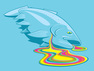 Rainbow Trout art glennz illustration rainbow tee trout tshirt vector