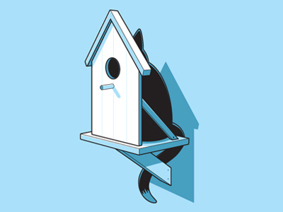 Perfect Plan bird house cat concept design glennz illsutration illsutrator tee tshirt vector