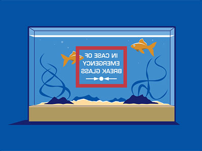 Emergency Exit fish tank glenn jones glennz goldfish illustration illustrator vector